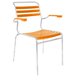 Schaffner Lättli-Stuhl Säntis mit Armlehnen Feuerverzinkt Orange | Schubiger Möbel