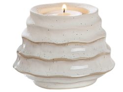 Gilde Windlicht Granito Weiss Stonelook H: 8 cm Weiss | Schubiger Möbel