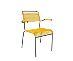 Schaffner Spaghetti-Stuhl Säntis mit Armlehnen Gelb | Schubiger Möbel