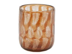 Edg Vase Amber mit Palmblatt H: 15 cm  | Schubiger Möbel