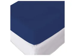 Living Home - Topper Elastic Jersey Fixleintuch Topper, 140-160 x 200 cm, Marine