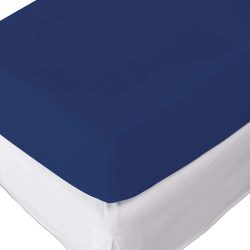 Living Home - Topper Elastic Jersey Fixleintuch Topper, 140-160 x 200 cm, Marine