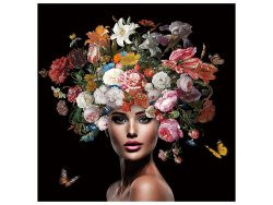 image LAND Digitaldruck auf Glas Schönheit mit Blumenperücke 4  | Schubiger Möbel