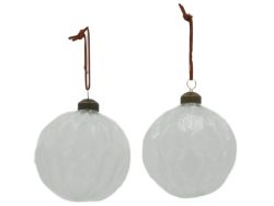 Decofinder Baumkugel Glas Weiss H: 30 cm  | Schubiger Möbel