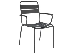 Schaffner Metall-Lattenstuhl Glarus mit Armlehne Grau | Schubiger Möbel