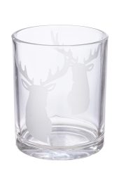 Gilde Windlicht Hirschkopf, Glas H: 8 cm  | Schubiger Möbel