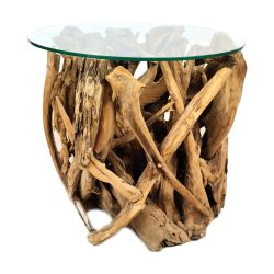 Decofinder Beistelltisch Wurzelholz mit Glas H: 57 cm  | Schubiger Möbel