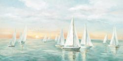 image LAND Gemälde Segelboote im Sonnenuntergang  | Schubiger Möbel
