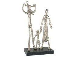 Decofinder Figur Familie Mangoholz Alu Holzfarbig | Schubiger Möbel