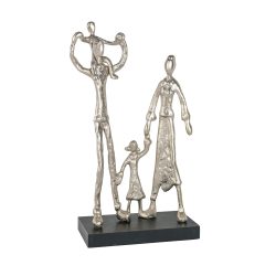 Decofinder Figur Familie Mangoholz Alu Holzfarbig | Schubiger Möbel