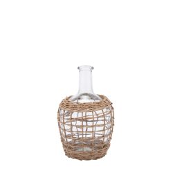 Edg Vase Flasch im Korb Glas H: 25 cm  | Schubiger Möbel