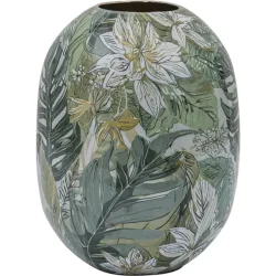 Gasper Vase Instyle, Blattdekor Metall Grün  | Schubiger Möbel