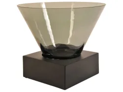 Schlittler Windlicht Glas Konisch Eisen H: 34 cm Schwarz | Schubiger Möbel