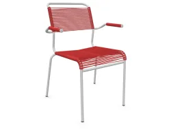 Schaffner Spaghetti-Stuhl Säntis mit Armlehnen Rot | Schubiger Möbel