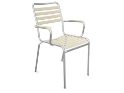 Schaffner Lättlistuhl Rigi mit Armlehnen Feuerverzinkt Beige | Schubiger Möbel