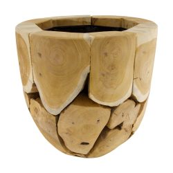 Decofinder Pflanzgefäss Teakholz mit Kunststoff Natur H: 38 cm  | Schubiger Möbel