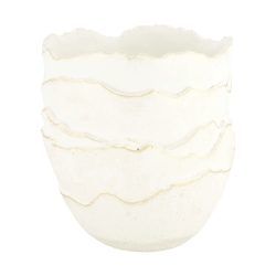 Decofinder Gefäss Zement, Weiss Gold T: 15 cm  | Schubiger Möbel