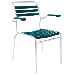 Schaffner Lättli-Stuhl Säntis mit Armlehnen Feuerverzinkt Blau | Schubiger Möbel