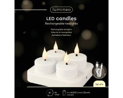 Gilde Kerzen 4tlg, Set, Teelichter Led, Wiederaufladbar H: 5 cm  | Schubiger Möbel