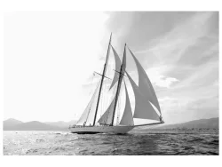 image LAND Digitaldruck auf Glas Segelschiff in Schwarz Weiss  | Schubiger Möbel