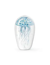 Abhika Briefbeschwerer Jellyfish in Glas Blau H: 12 cm  | Schubiger Möbel