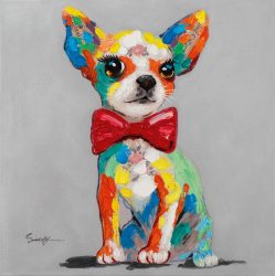 image LAND Gemälde Bunter Chihuahua mit Fliege  | Schubiger Möbel