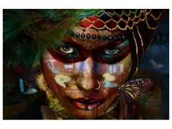 image LAND Digitaldruck auf Glas Frau mit Gesichtsbemalung  | Schubiger Möbel