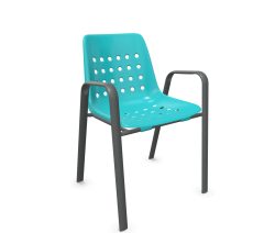 Schaffner Schalen-Stuhl Bermuda mit Armlehne Rundoval Blau | Schubiger Möbel