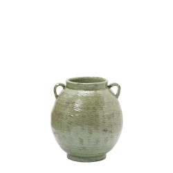 Edg Vase Mit Griffen Salbei H: 41 cm  | Schubiger Möbel