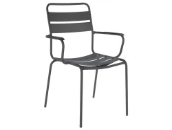 Schaffner Metall-Lattenstuhl Glarus mit Armlehne Grau | Schubiger Möbel