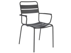 Schaffner Metall-Lattenstuhl Glarus mit Armlehne Grau | Schubiger Möbel