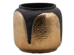 Edg Gefäss Gold-Schwarz Gehämmert H: 18 cm  | Schubiger Möbel