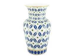 Abhika Vase Geometrische Kleckse Porzellan Blau H: 42 cm  | Schubiger Möbel