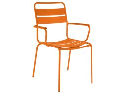Schaffner Metall-Lattenstuhl Glarus mit Armlehne Orange | Schubiger Möbel