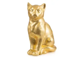 Abhika Figur Katze Sitzend Gold H: 41 cm  | Schubiger Möbel