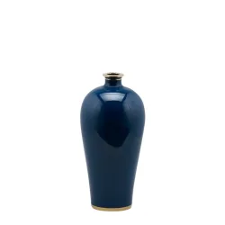 Edg Vase Ching Keramik Blau,gold H: 40 cm  | Schubiger Möbel