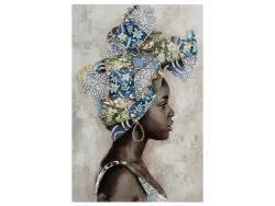 image LAND Bild Dunkle Schönheit mit Blauem Turban 1 Blau | Schubiger Möbel