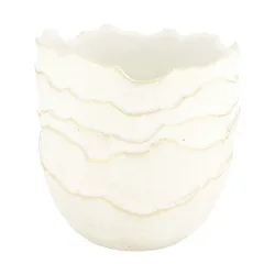 Decofinder Gefäss Zement, Weiss Gold T: 19 cm  | Schubiger Möbel