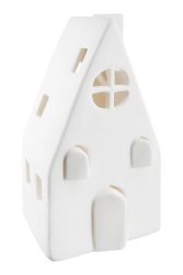 Gilde Windlicht mit LED Haus-Led, Windo, Weiss H: 12 cm  | Schubiger Möbel