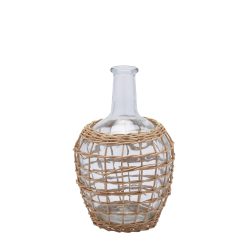 Edg Vase Flasch im Korb Glas H: 30 cm  | Schubiger Möbel