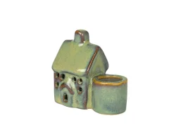 Decofinder Kerzenständer Haus Steinzug, Grün, H:7 cm Grün | Schubiger Möbel