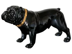 image LAND Skulptur Bulldogge mit Goldenem Halsband Gelb | Schubiger Möbel