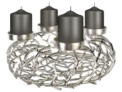 Gilde Adventskranz Twigs Antik Silber  H: 20 cm Grau | Schubiger Möbel