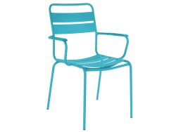 Schaffner Metall-Lattenstuhl Glarus mit Armlehne Blau | Schubiger Möbel