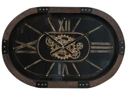 Decofinder Uhr Oval, Braun/gold  | Schubiger Möbel