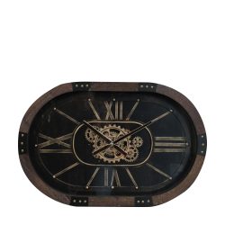 Decofinder Uhr Oval, Braun/gold  | Schubiger Möbel
