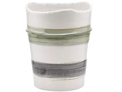 Edg Vase Keramik Glasiert Weiss-Grün H: 32 cm  | Schubiger Möbel
