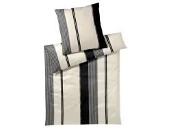 Elegante Bettwäsche Herringbone Stripes Schwarz | Schubiger Möbel