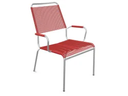 Schaffner Spaghetti-Salonsessel Rigi mit Armlehnen Feuerverzinkt Rot | Schubiger Möbel