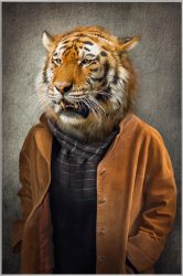 image LAND Bild mit Rahmen Tiger im Mantel  | Schubiger Möbel